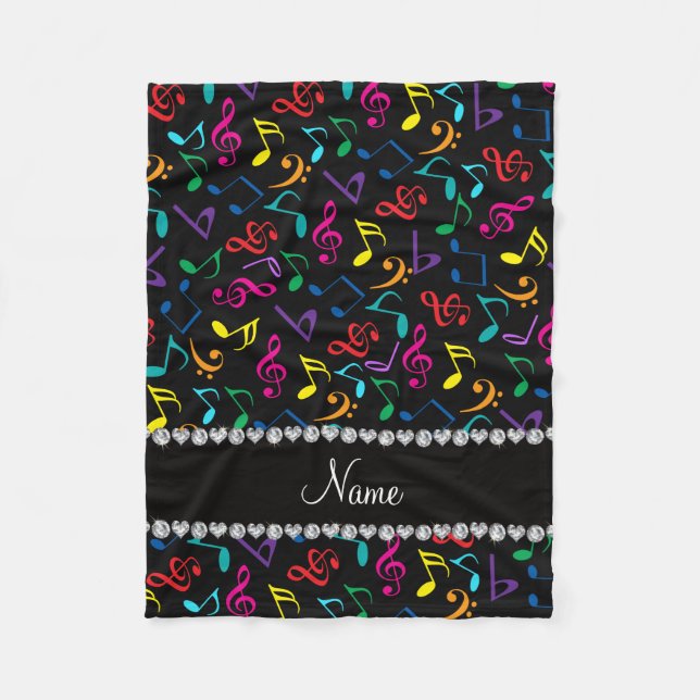 Couverture Polaire Notes noires nommées personnalisées de musique (Devant)