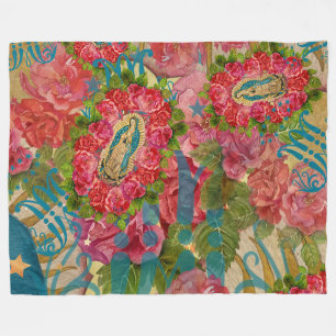 Couverture Polaire Notre-Dame de Guadalupe & Blanche en polaire Rose