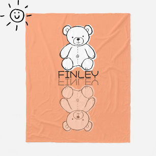 Couverture Polaire Nounours en peluche rose mignon réflexion Doodle n