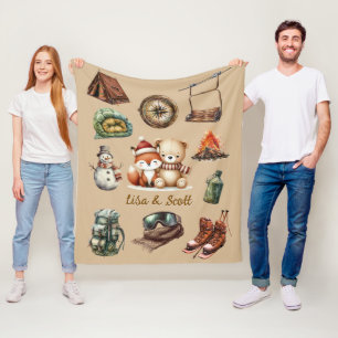 Couverture Polaire Nounours Noël Couple Aventure Ours en peluche Rena