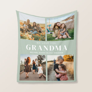 Couverture Polaire Nous t'aimons Grand-mère Personnalisé 4 Photo Coll