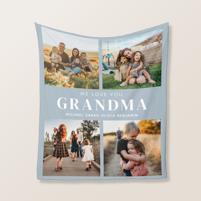 Couverture Polaire Nous t'aimons Grand-mère Personnalisé 4 Photo Coll (Créateur téléchargé)