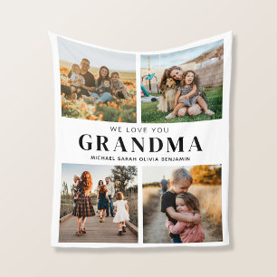 Couverture Polaire Nous t'aimons Grand-mère Personnalisé 4 Photo Coll