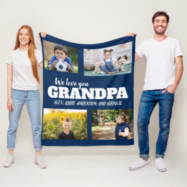 Couverture Polaire Nous t'aimons Grand-Père Marine Bleu 4 Photo Enfan
