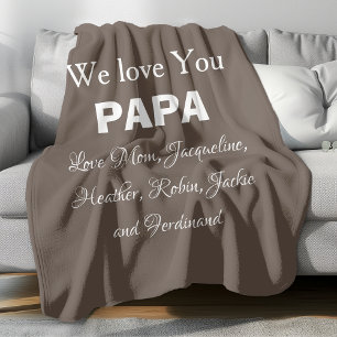 Couverture Polaire Nous t'aimons Papa Cadeau Script Nom de famille mo