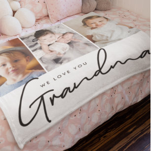 Couverture Polaire Nous vous aimons Grandma Script 3 photos Personnal