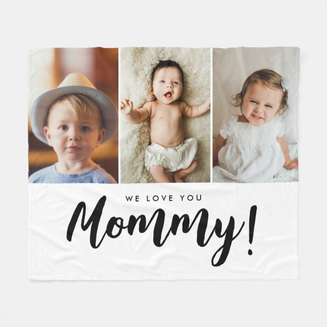 Couverture Polaire Nous vous aimons Photos de maman Enfants (Devant (Horizontal))