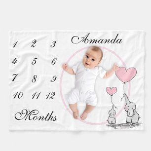 Couverture Polaire Nouveau bébé Jalon Eléphant rose rose photo