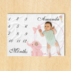 Couverture Polaire Nouveau bébé Jalon Eléphant rose rose photo