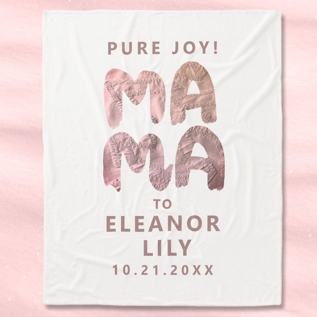 Couverture Polaire Nouveau Mama Whimsical White Pink Nom Date Nouveau (Mew Mama personalized gift)