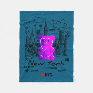 Couverture Polaire Nouvel Ours en Gélatine Graphique Coloré de Yorkci