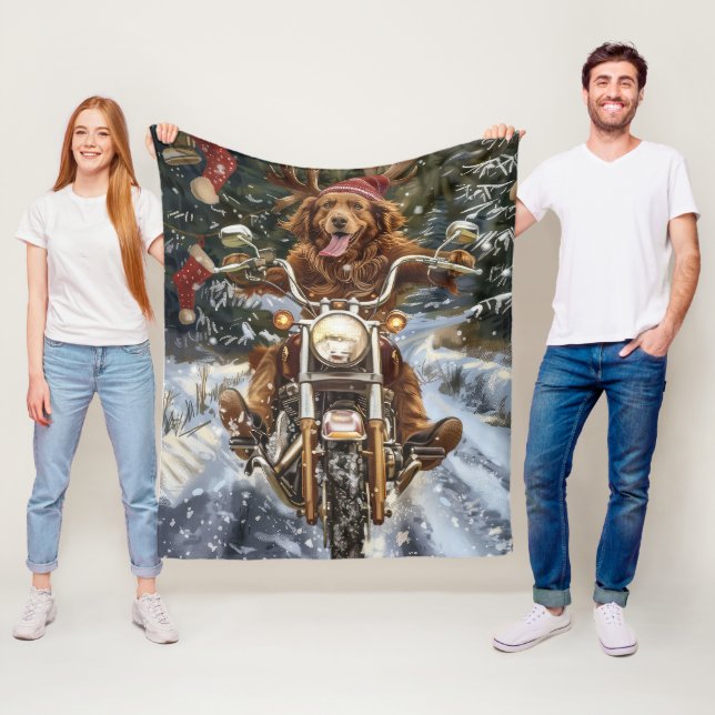 Couverture Polaire Nouvelle-Écosse Moto à chiens Noël (En situation)