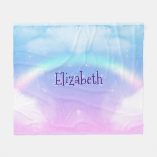 Couverture Polaire Nuages pastel magiques et arc-en-ciel