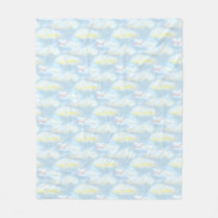 Couverture Polaire Nuages pastel mignons sur fond bleu clair