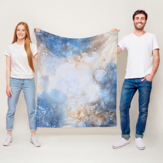 Couverture Polaire Nuages Texturés Bleu Abstrait & Sable