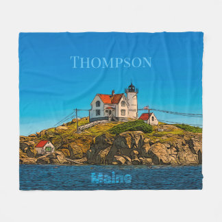 Couverture Polaire Nubble Lighthouse Maine Nautical Personnalisé