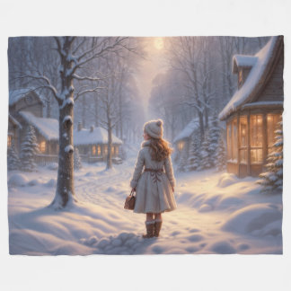 Couverture Polaire Nuit de neige paisible à la maison