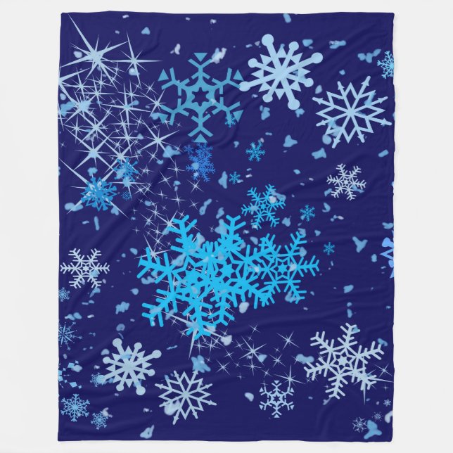 Couverture Polaire Nuit de Noël neige (Devant)