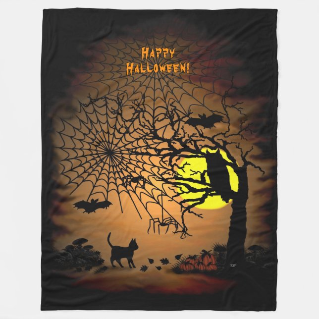 Couverture Polaire Nuit d'Halloween, Joyeux Halloween ! (Devant)