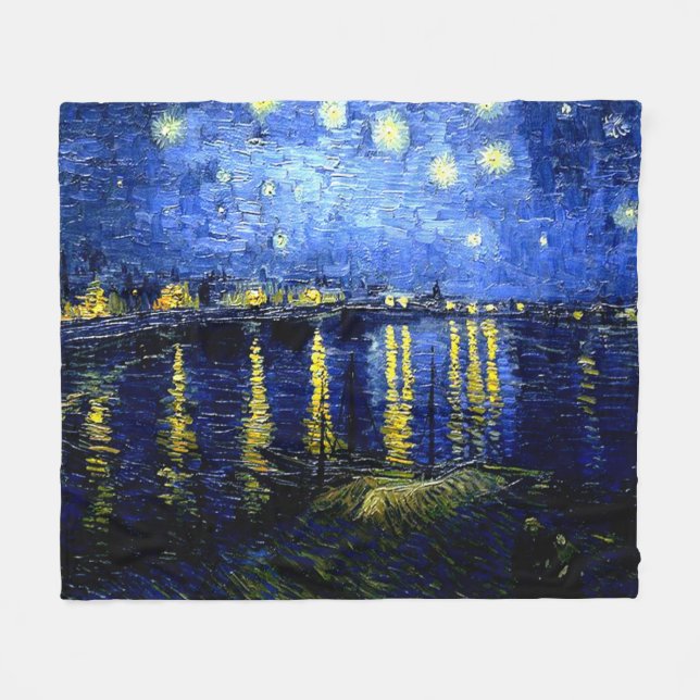Couverture Polaire Nuit étoilée au-dessus du Rhône par Vincent van Go (Devant (Horizontal))