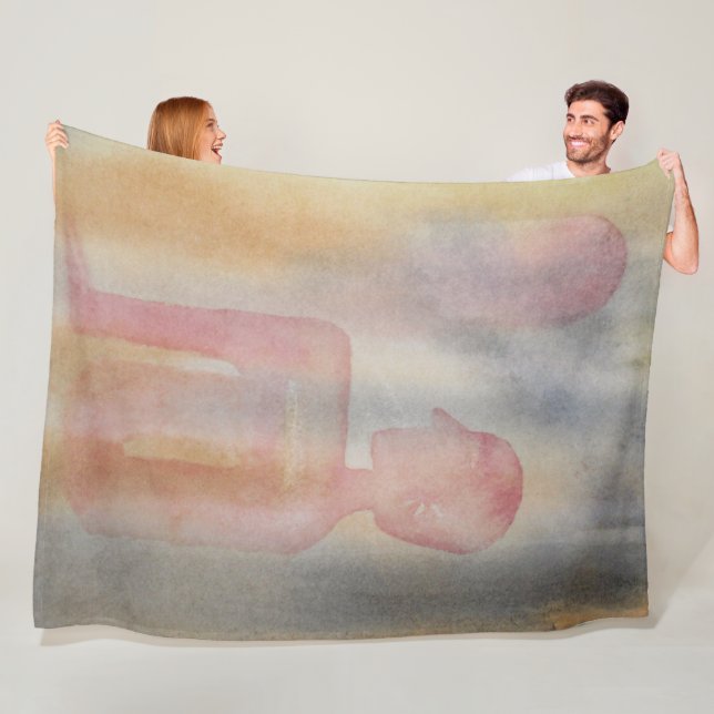 Couverture Polaire Nuit Rouge Moon Aquarelle Imprimer (En situation)