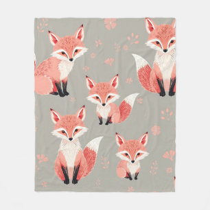 Couverture Polaire Nursery Bébé Renard Rose Motif Animaux Mignon de l