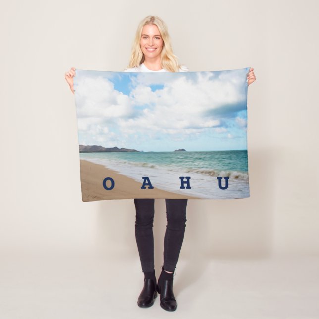 Couverture Polaire Oahu Hawaii Ocean Waves & Beach (En situation)