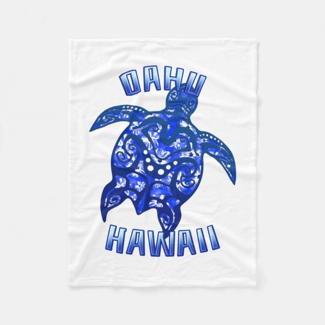 Couverture Polaire Oahu Hawaii Vacances Tortue Tribale (Devant)