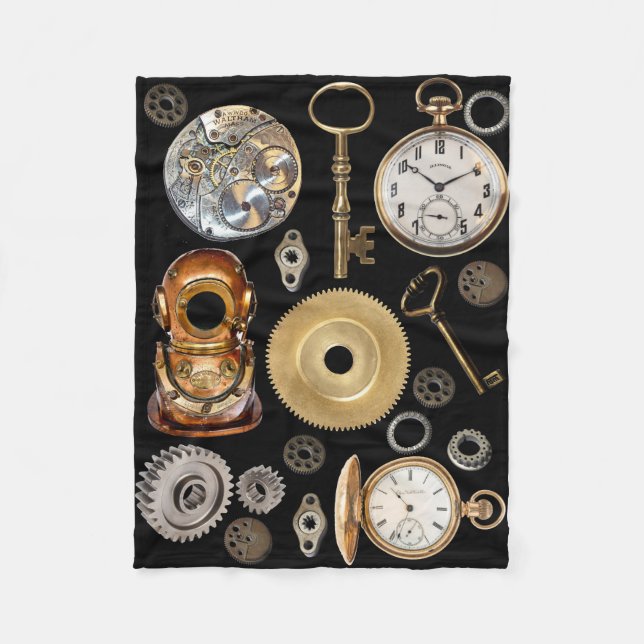 Couverture Polaire Objets Steampunk Gears Pocket watch Squelette Key (Devant)