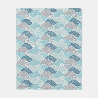 Couverture Polaire Ocean Breeze Blue & Grey Wave Fleece Throw