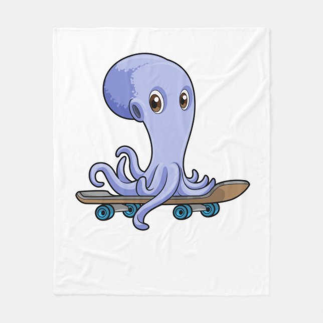 Couverture Polaire Octopus comme patineur avec skateboard (Devant)