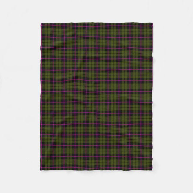 Couverture Polaire Odee armée verte plaid noir rose strié (Devant)