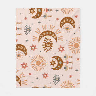 Couverture Polaire Oeil céleste, lune, motif du soleil.