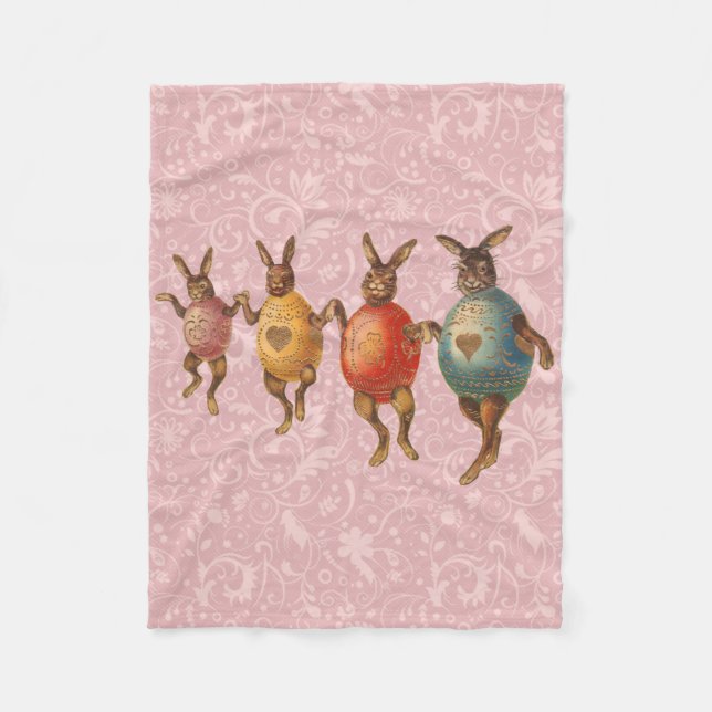 Couverture Polaire Oeufs dansants lapins de Pâques (Devant)