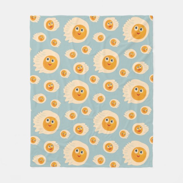 Couverture Polaire Oeufs de caricature Motif nourriture mûre (Devant)
