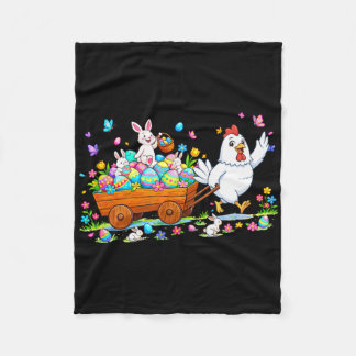 Couverture Polaire Œufs de Pâques en Chocolat Poules Portant des Lapi