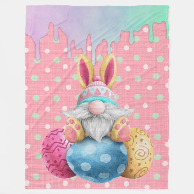 Couverture Polaire Oeufs de Pâques Gnome Polkadot Lecteurs de glace (Devant)