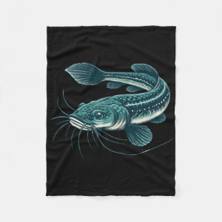 Couverture Polaire Œuvre d'art de pêche vintage poisson-chat marcheur