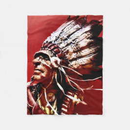 Couverture Polaire Œuvre d'art originale "Chef Nez-Percé" autochtone