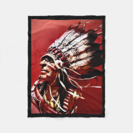 Couverture Polaire Œuvre d'art originale "Chef Nez-Percé" autochtone