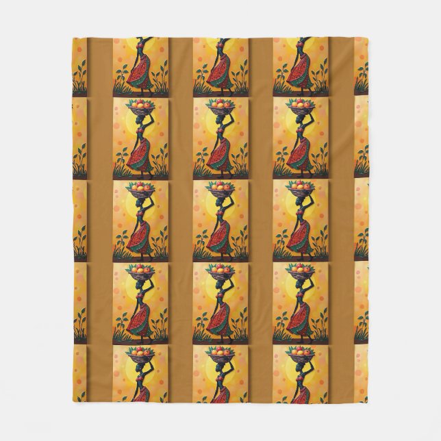 Couverture Polaire Oeuvre de toile africaine pour Jetons couvertures- (Devant)