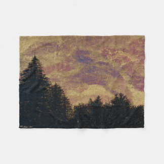 Couverture Polaire Oeuvre "Golden Sunset Pines" Jeter par All Joy Art