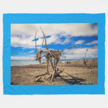Oeuvres d'art sur Hokitika Beach, Nouvelle-Zélande