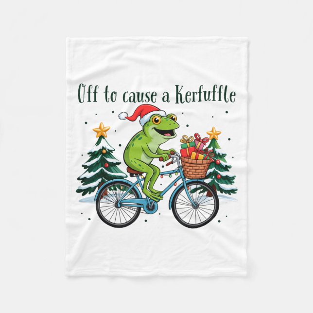 Couverture Polaire Off To Cause A Kerfuffle Funny Frog Santa Christma (Devant)