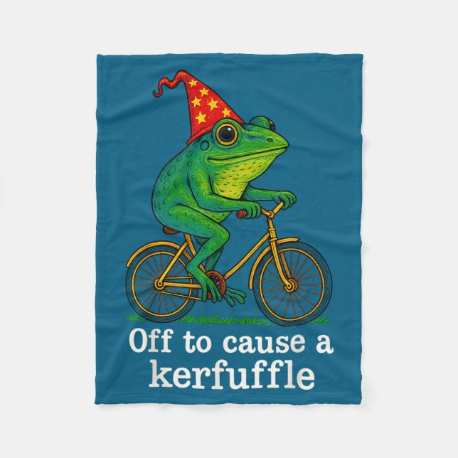 Couverture Polaire Off To Cause A Kerfuffle Funny Frog Wizard Bicycle (Devant)