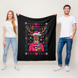 Couverture Polaire Oh cerf je suis queer LGBT LGBTQ Fierté gay Noël l