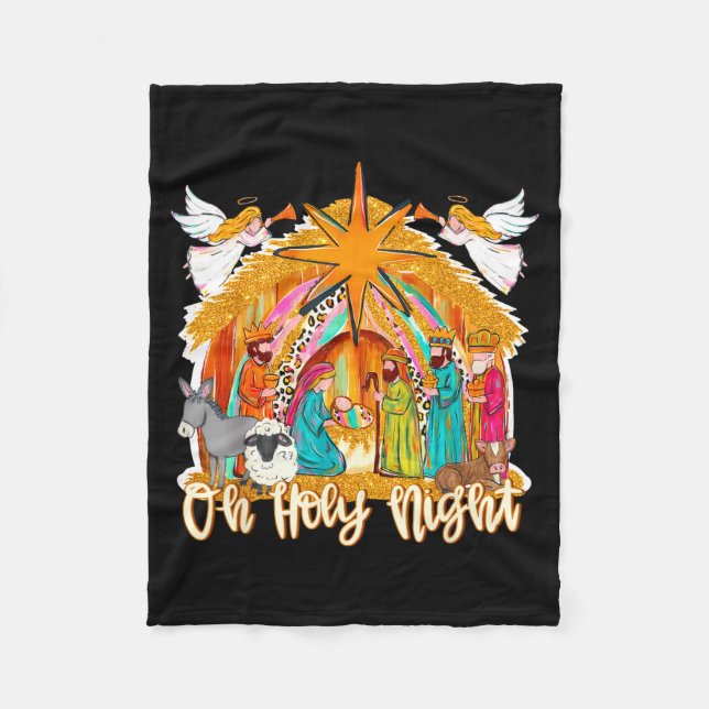 Couverture Polaire Oh Holy Night Christian Nativity Scene Christmas R (Devant)