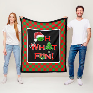 Couverture Polaire Oh Quel Amusant Noël Pickleball Rouge Green Checks