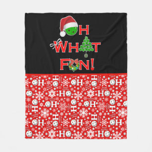 Couverture Polaire Oh What Fun Christmas Pickleball Rouge et blanc