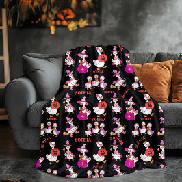 Couverture Polaire Oie personnalisée Halloween Blanche Nom personnali